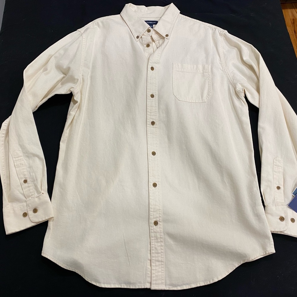 Men’s Croft and Barrow ivory twill shirt sz L tall